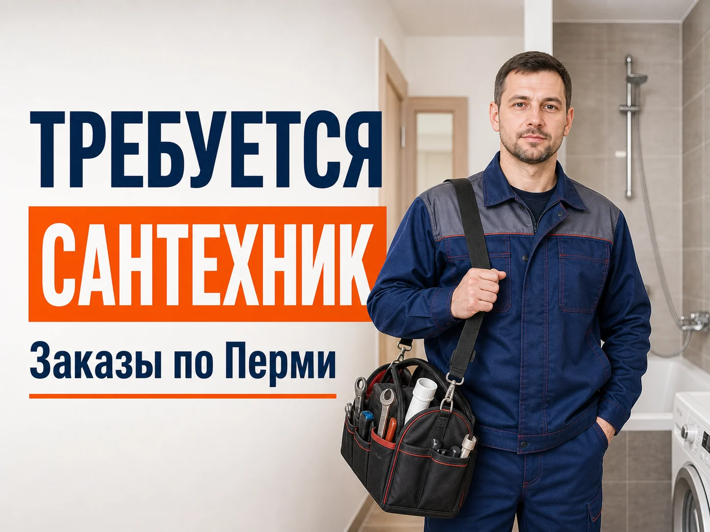 Обложка объявления Авито для поиска сантехника в Перми